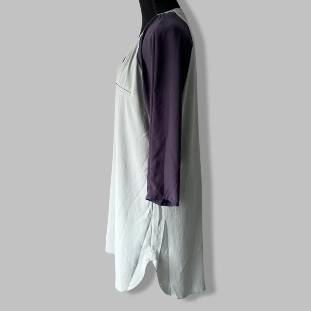 Aritzia Wilfred Purple Sage Green Contrasting  Colour Chiffon Shirt Dress - Picture 2 of 12